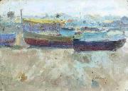 Seymour Joseph Guy Boats on the beach oil painting